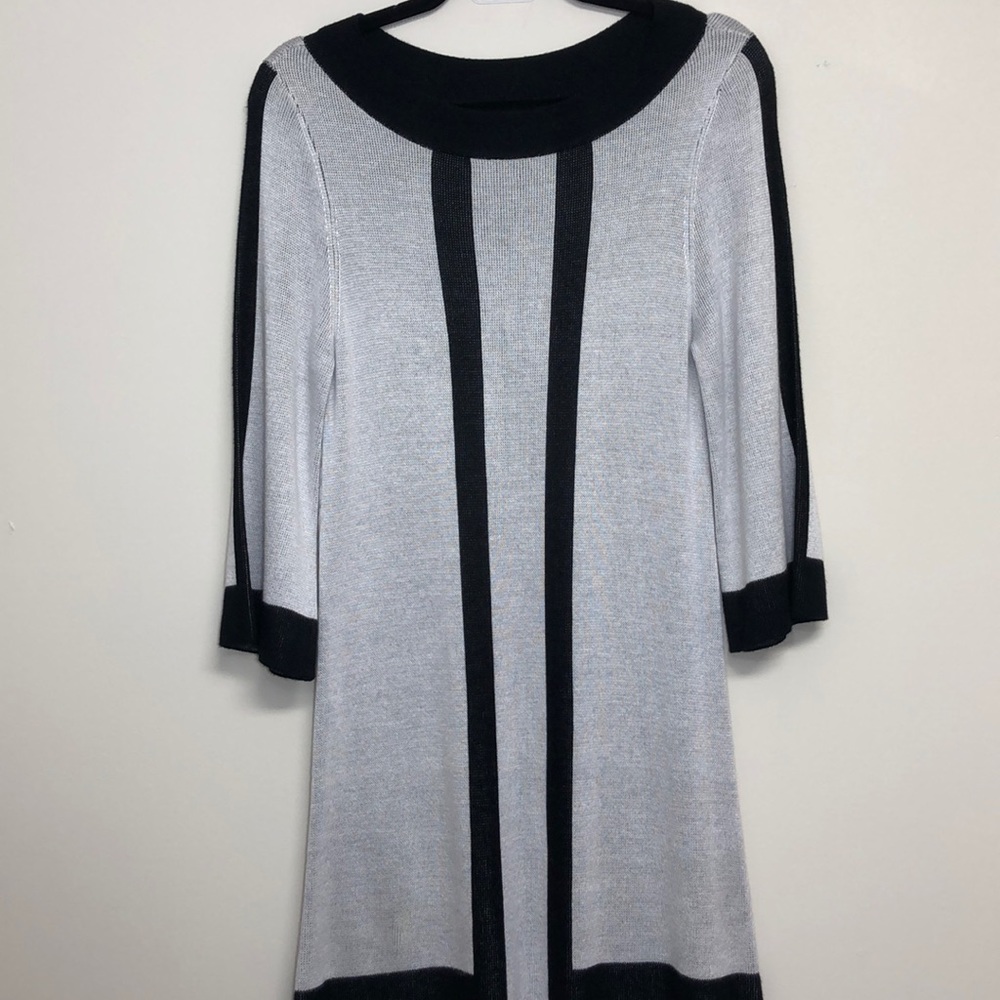 Alice + Olivia Striped Grey Black Sweater Medium
